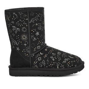 Women UGG Classic Zodiac Short Black Boots Size 6
